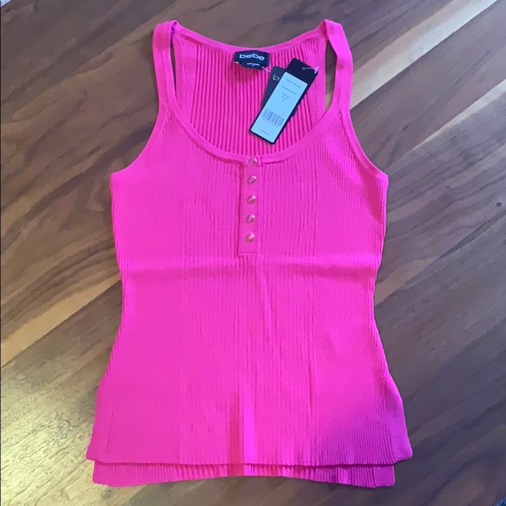 Bebe Henley Ribbed Tank